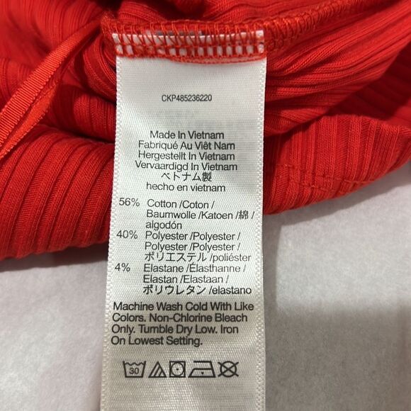 Madewell Red Ribbed Off-the-Shoulder Top NWT size xs - Picture 5 of 11